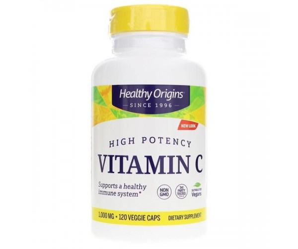 

Вітамін C Vitamin C Non-GMO L-Ascorbic Acid Healthy Origins 1000 мг 120 капсул (HO084)