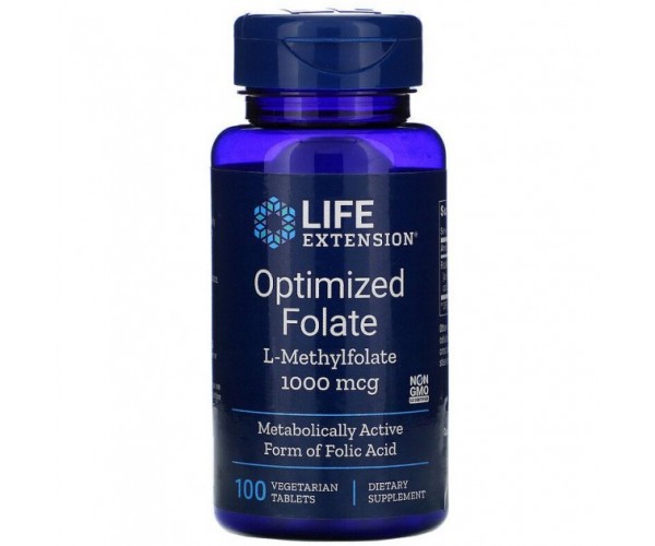 

Вітамін В9 Фолат Optimized Folate Life Extensions 1000 мкг 100 таблеток (LE044)