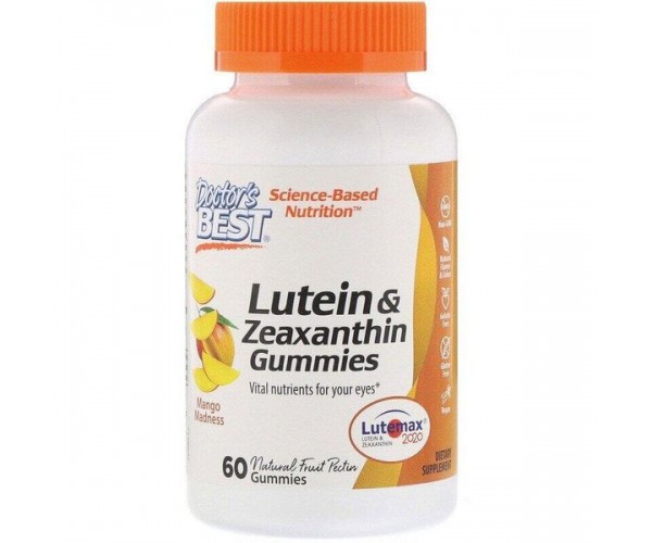 

Лютеїн і Зеаксантин Lutein & Zeaxanthin Doctor's Best манго 60 желейних цукерок (DB038)