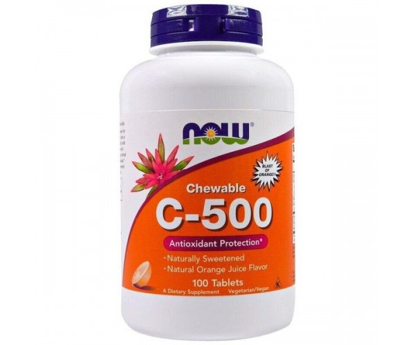 

Вітамін С жувальний Chewable C-500 Now Foods апельсин 100 таблеток (NF162)
