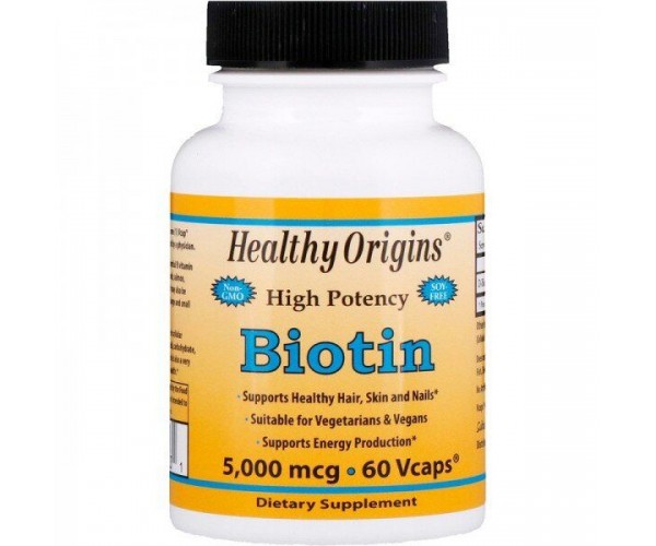 

Вітамін В7 Біотин Biotin Healthy Origins 5000 мкг 60 капсул (HO063)