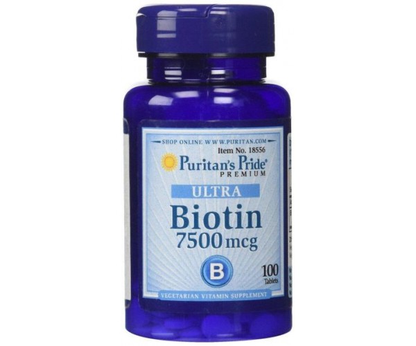 

Вітамін В7 Біотин Biotin Puritan's Pride 7500 мкг 100 таблеток (PP030)