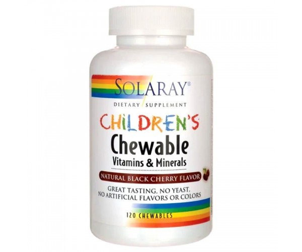 

Мультивітаміни для дітей Children's Vitamins and Minerals Solaray вишня 120 таблеток (SR082)