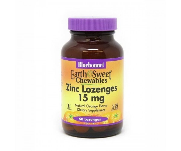 

Цинк Zinc Lozenges Bluebonnet Nutrition апельсин 15 мг 60 льодяників (BB181)