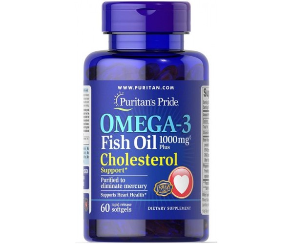 

Omega-3 риб'ячий жир Fish Oil Plus Cholesterol Support Puritan's Pride 60 капсул (PP322)