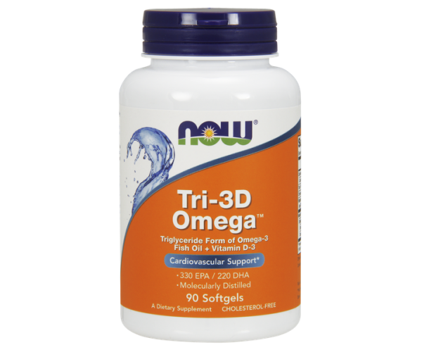 

Риб'ячий жир Омега 3 + вітамін D3 Tri-3D Omega Now Foods 90 капсул (NF511)