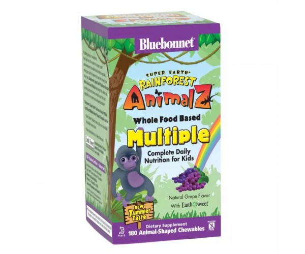 

Мультивітаміни для дітей Rainforest Animalz Whole Food Based Multiple Bluebonnet Nutrition виноград 180 таблеток (BB045)