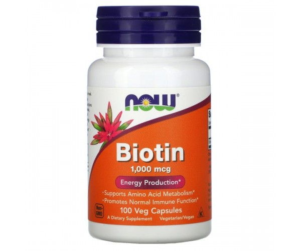 

Вітамін В7 Біотин Biotin Now Foods 1000 мкг 100 капсул (NF028)