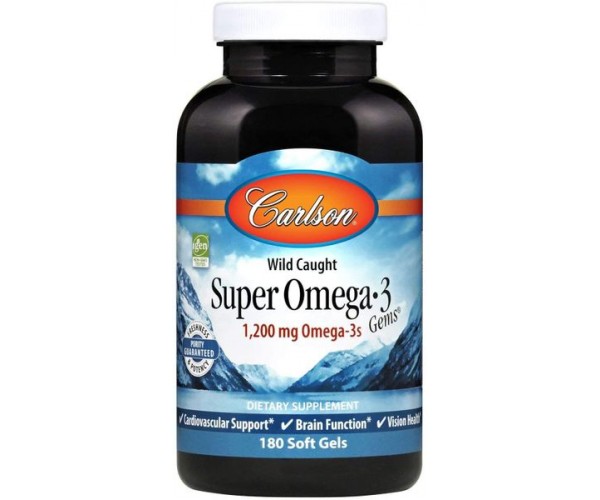 

Риб'ячий жир Wild Caught Super Omega·3 Gems Fish Oil Carlson Labs 1200 мг 180 капсул (CAR132)