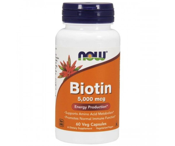 

Вітамін В7 Біотин Biotin Now Foods 5000 мкг 60 капсул (NF027)