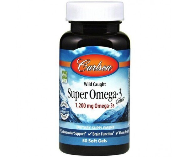 

Риб'ячий жир Super Omega·3 Gems Fish Oil Concentrate Carlson Labs 1000 мг 50 капсул (CAR085)