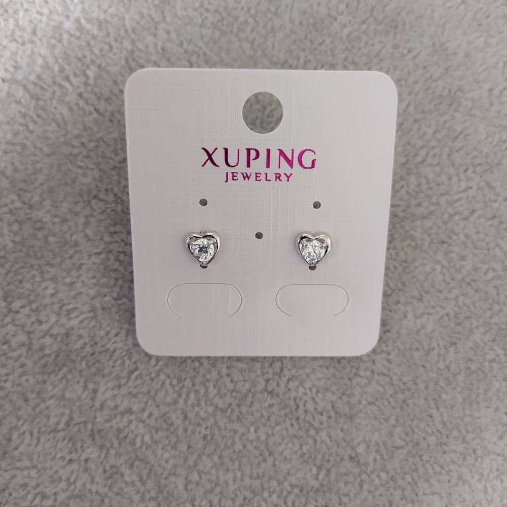 

Серьги пусеты Xuping с белыми камнями 6мм Родий, ida27111