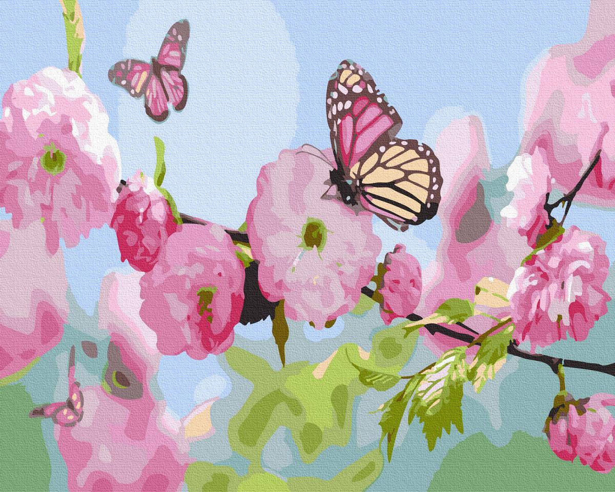 

Картина по номерам - Бабочки в цветах сакуры BrushMe 40*50см. (GX32823)