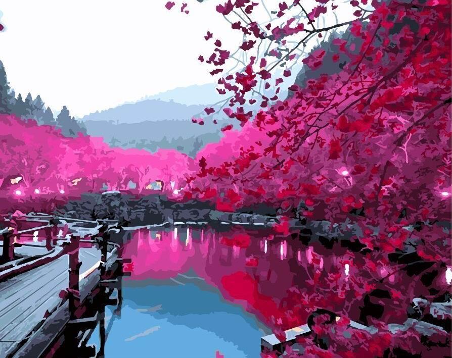

Картина по номерам - Сакура над озером BrushMe 40*50см. (GX5698)