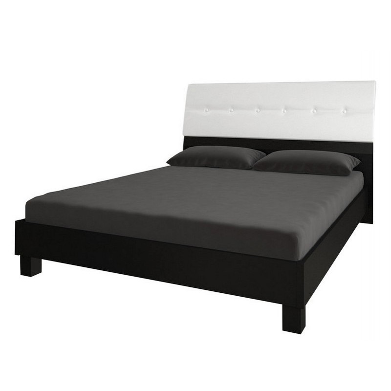 

Кровать двуспальная с мягким изголовьем из МДФ 180x200 Терра TR-39-WB MiroMark белый/черный глянец (без каркаса и матраса)