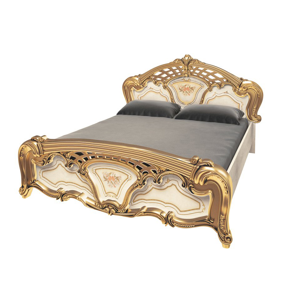 

Кровать двуспальная из ДСП и МДФ 160x200 Реджина Голд RGG-36-RB MiroMark бежевый/золотистый (с каркасом без матраса)