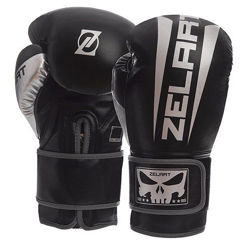 

Перчатки боксерские BO-1323 Zelart 14oz Черно-серебряный (37363051)