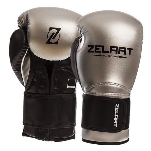 

Перчатки боксерские BO-1384 Zelart 14oz Серебряно-черный (37363056)