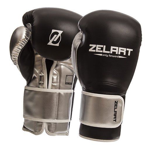 

Перчатки боксерские BO-1384 Zelart 12oz Черно-серебряный (37363056)