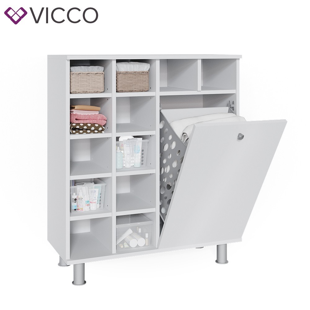 

Бельевой шкаф для ванной Vicco Fynn, белый