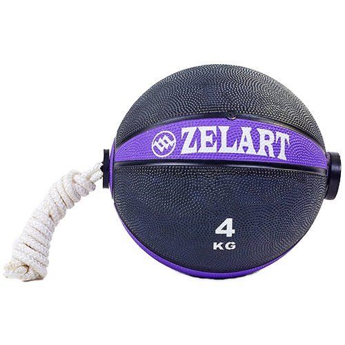 

Мяч медицинский медбол с веревкой FI-5709 Zelart 4кг Черно-фиолетовый (56363048)