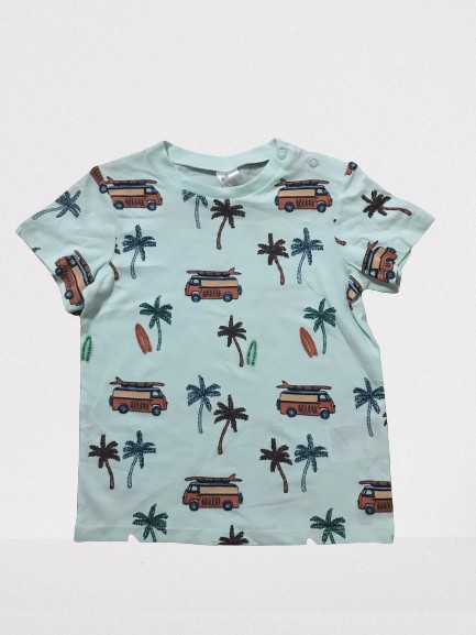 

Футболка H&M светло-бирюзовая с принтом 86 см ( 8006 )