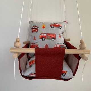 

Детская качеля Infancy Пожарные машинки, Бордовая основа