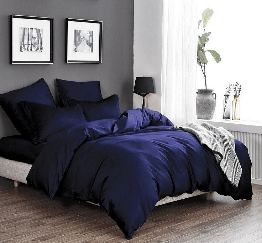 

Комплект постельного белья из Сатина Solid Colors CottonTwill 220х250 см Семейный Серо-Синий (К024-6)