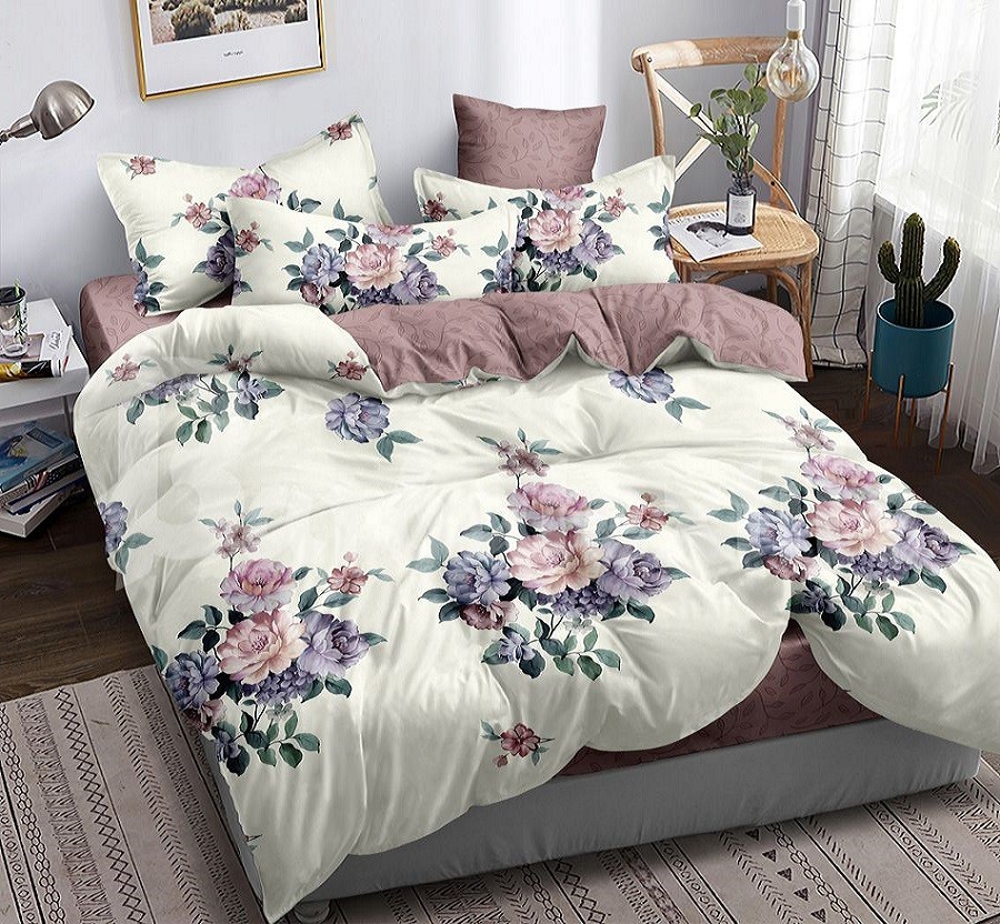 

Комплект постельного белья из сатина "Букет цветов" NoviTeks 200х220 см 2-спальный (NTC09-3)