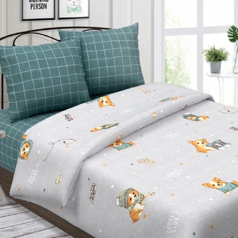 

Комплект детского постельного белья Щенки Корги CottonTwill 1-спальный 150х220 см Поплин (ДПР0461-2)