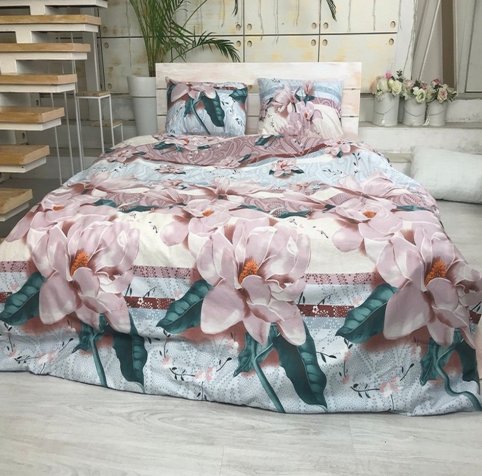 

Комплект постельного белья "Музыка ветра" цветы лилии CottonTwill Сатин Premium 220х250 см Семейный (SP063-6)