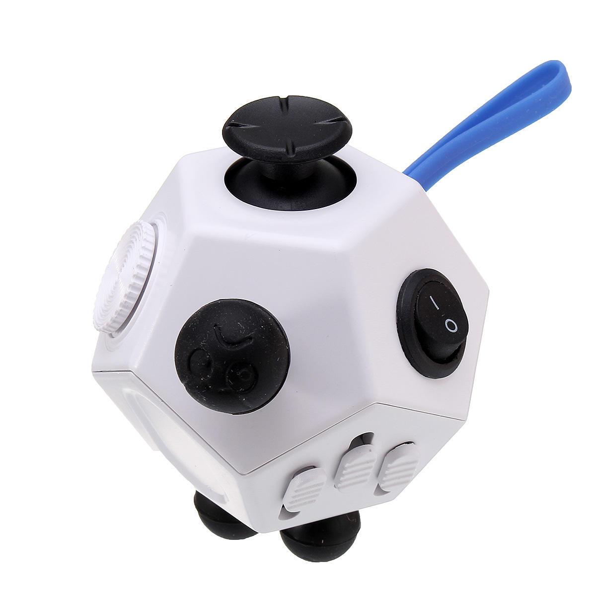 

Антистресс-игрушка куб Fidget Cube на 12 сторон для снятия напряжения Куб 3.3 см Белый