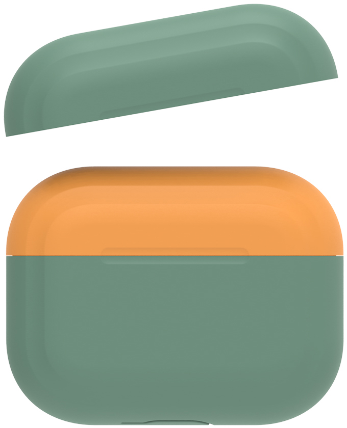 Акція на Двухцветный cиликоновый чехол AhaStyle для Apple AirPods Pro Dark Green Orange (AHA-0P200-DDO) від Rozetka UA