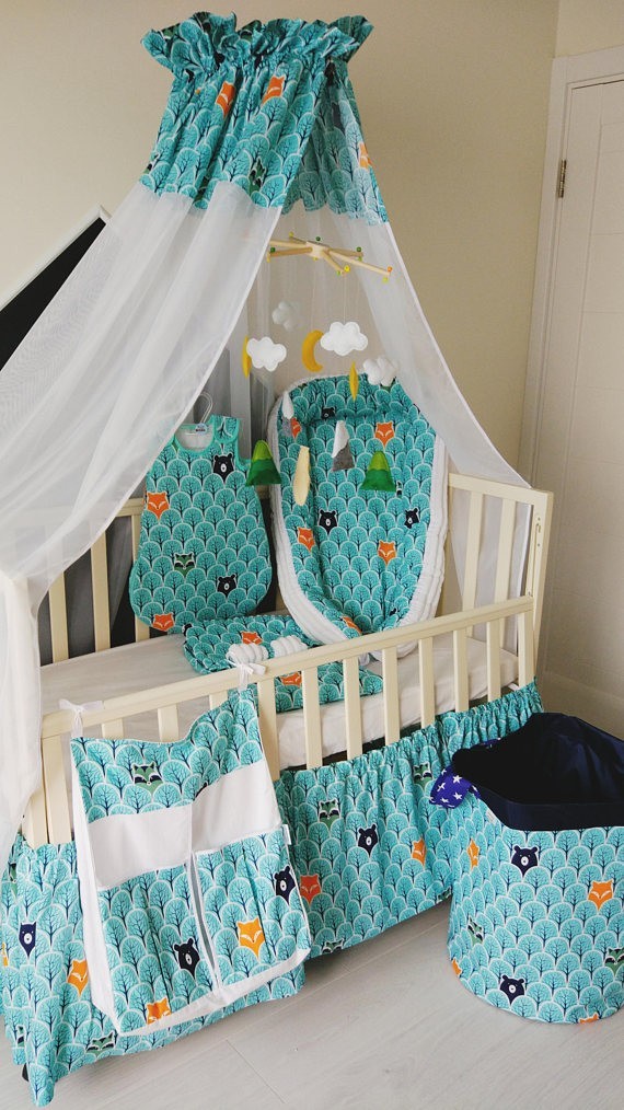

Комплект в кроватку MammyDo Bears and foxes 7 элементов голубой