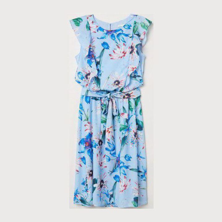 

Платье H&M 59790175  Голубое цветочное, Платье H&M 59790175 XL Голубое цветочное