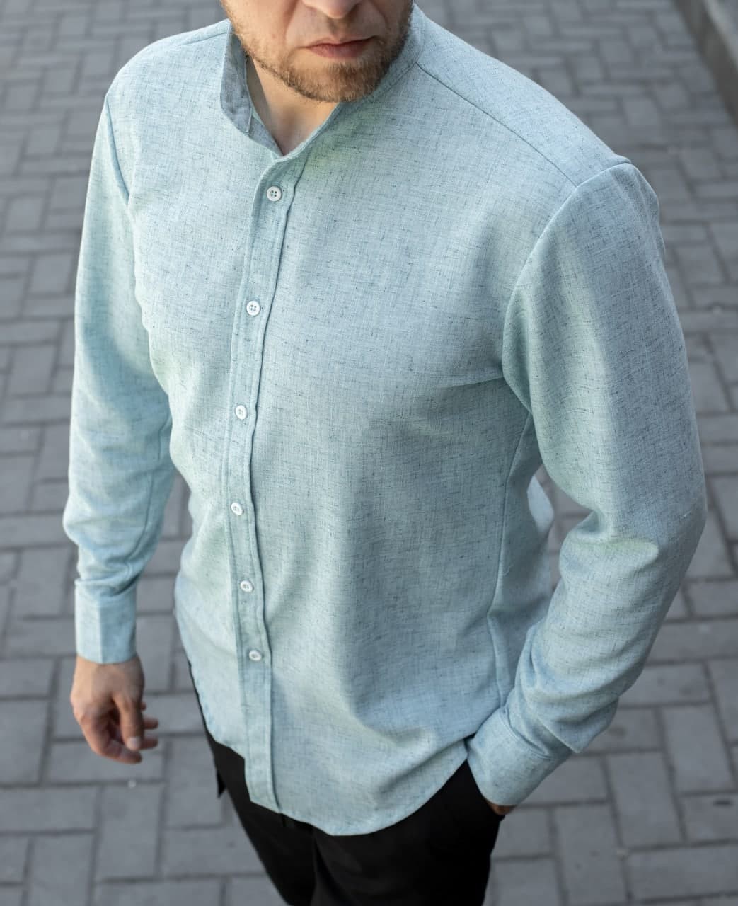 

Рубашка R.A. Long Sleeve Linen  бирюзовая 1846, Рубашка R.A. Long Sleeve Linen M бирюзовая 1846-M