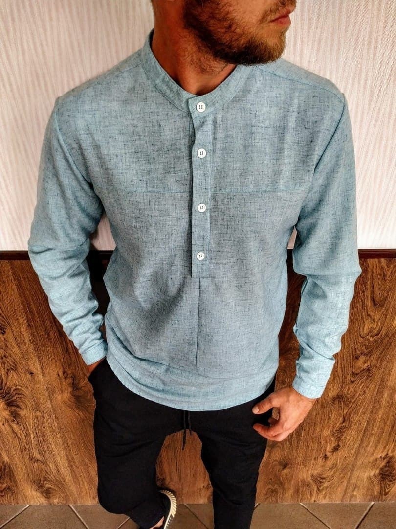 

Рубашка R.A. Long Sleeve Linen  бирюзовая 1888, Рубашка R.A. Long Sleeve Linen S бирюзовая 1888-S