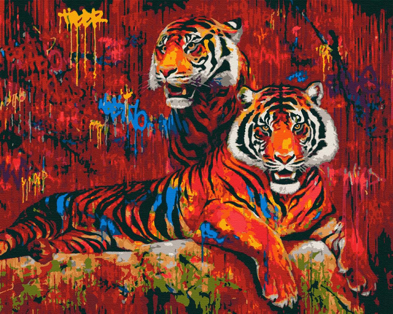 

Картина по номерам Дикие тигры в стиле STREET ART,40*50 см, без коробки RB