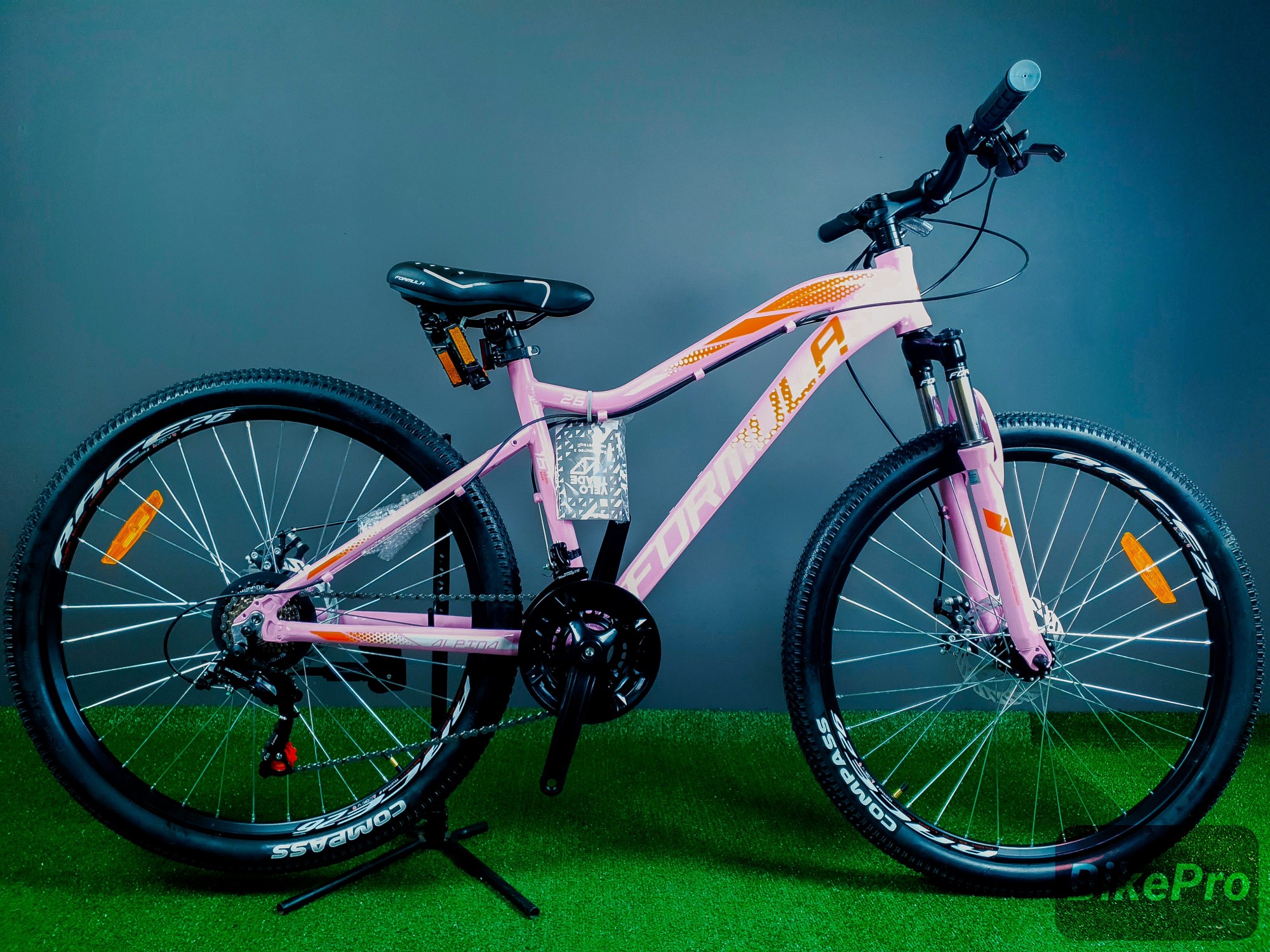 

Велосипед AL 26" Formula ALPINA AM DD рама-16" розово-оранжевый с серым 2021