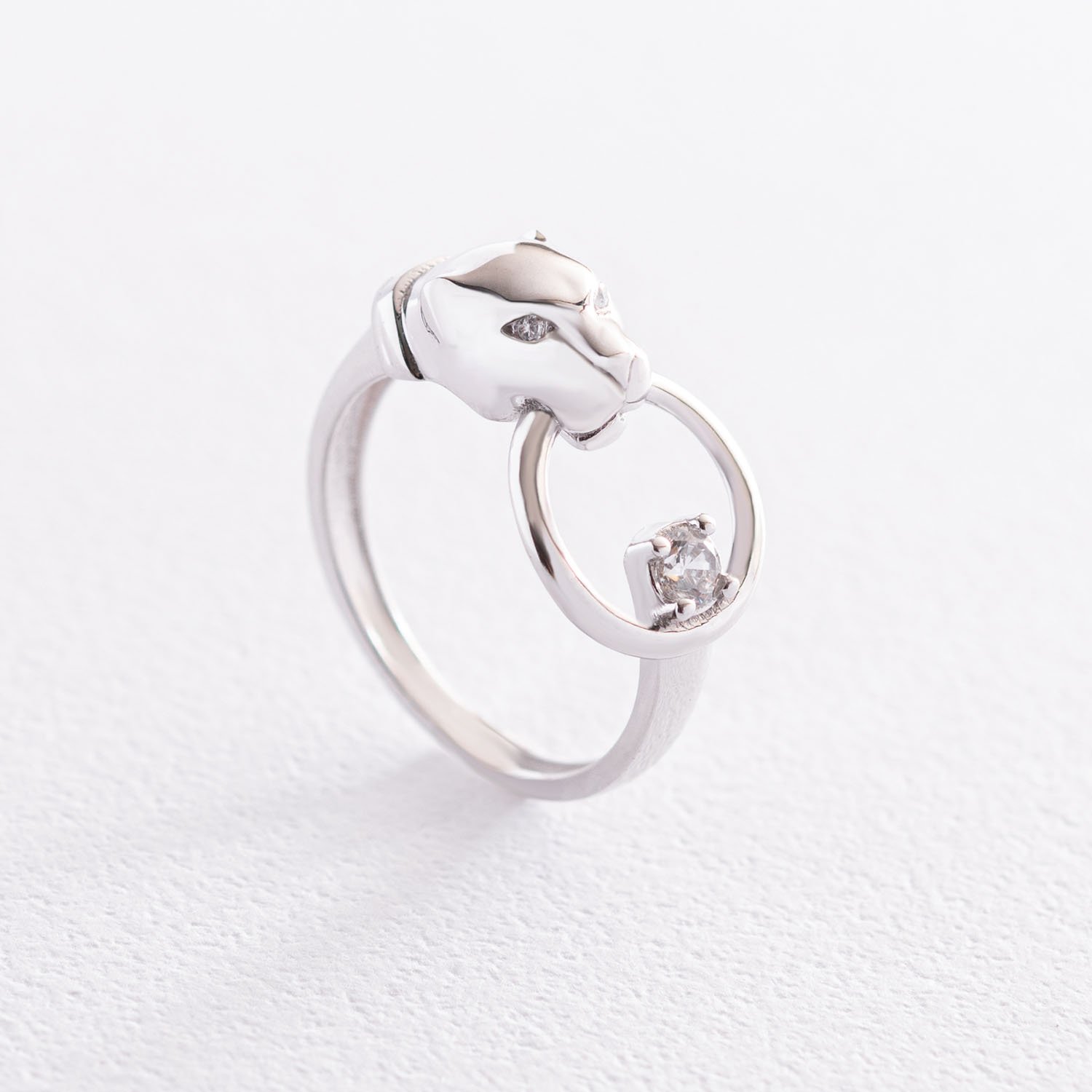 

Кольцо "Пантера" в белом золоте (фианиты) к06845 Оникс 17