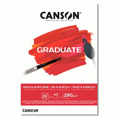 

Блок бумаги для акрила и масла Canson Graduate Oil & Acrylic 290 гр ,А3, 20листов