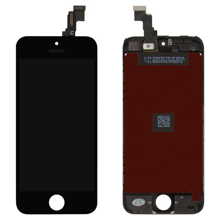 

Дисплей для iPhone 5C, чорний, із сенсорним екраном, з рамкою, переклеєне скло