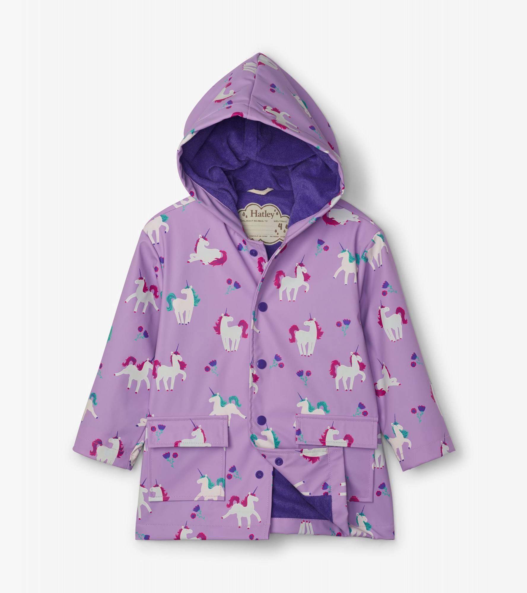 

Плащ , що змінює колір Hatley Playful Unicorns 10A фіолетовий 140см (F20PUK1336)