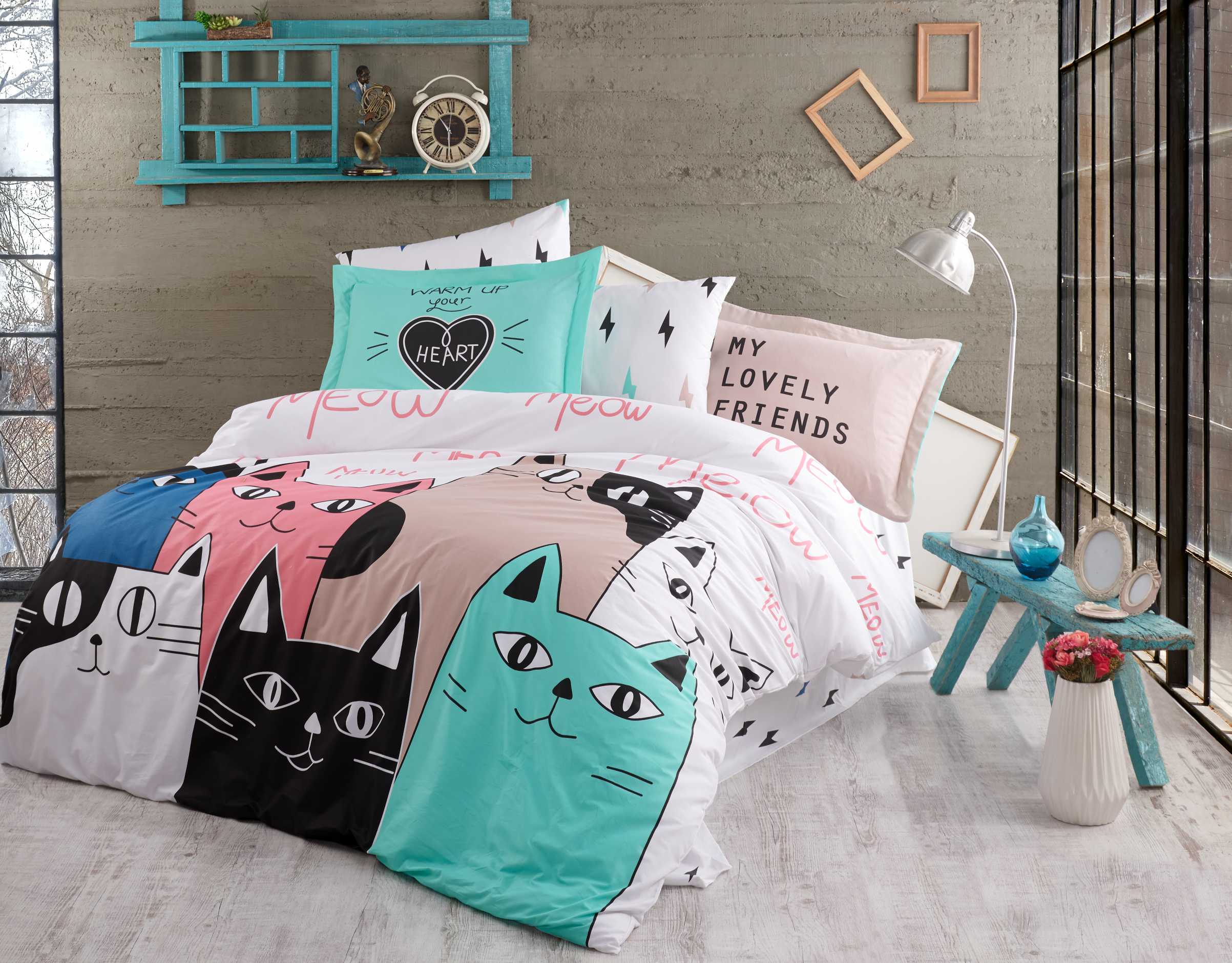 

Комплект постельного белья Hobby Poplin Love Cats 160х220