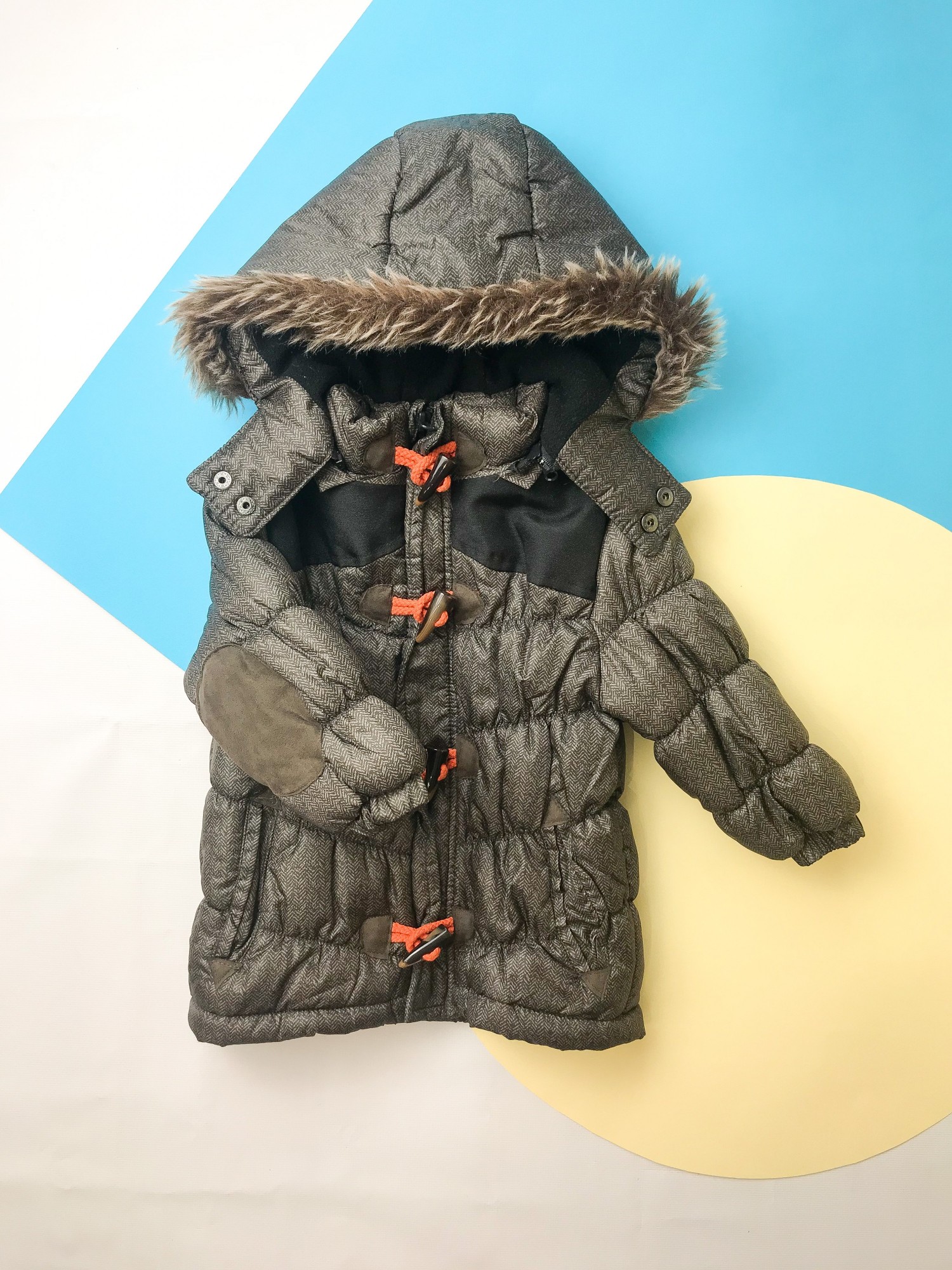

Теплая куртка Minoti для мальчика на 1.5 года хаки на 86 см