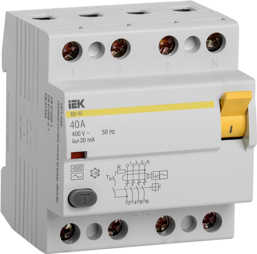 

ПЗВ IEK ВД1-63 4Р 40А 30 мА (MDV10-4-040-030)