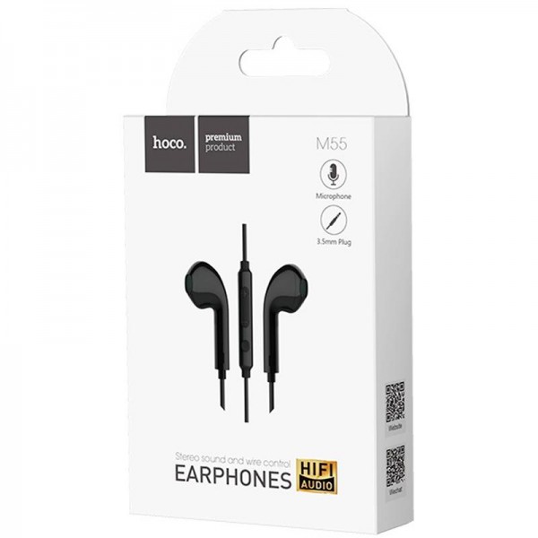 

Наушники проводные Hoco M55 Black + mic + button call answering + volume control