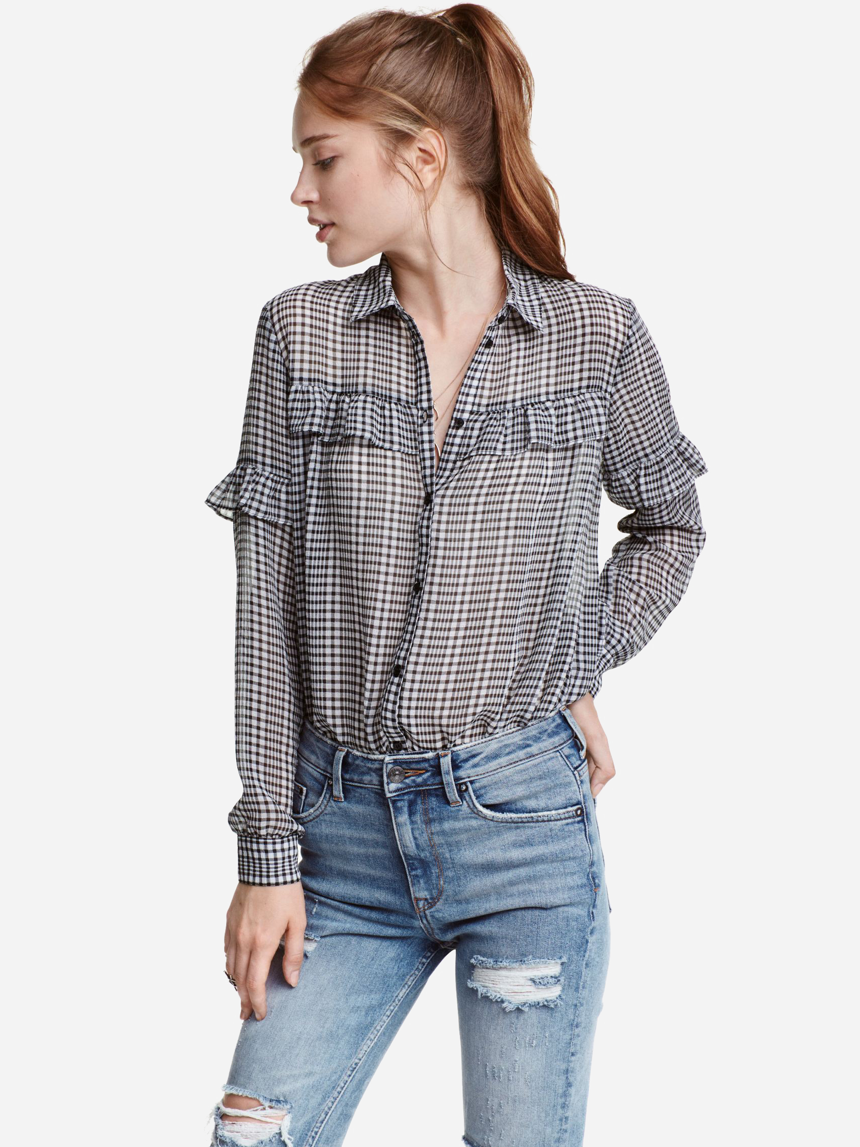 

Рубашка H&M 10439779  Черная с белым, Рубашка H&M 10439779 32 Черная с белым