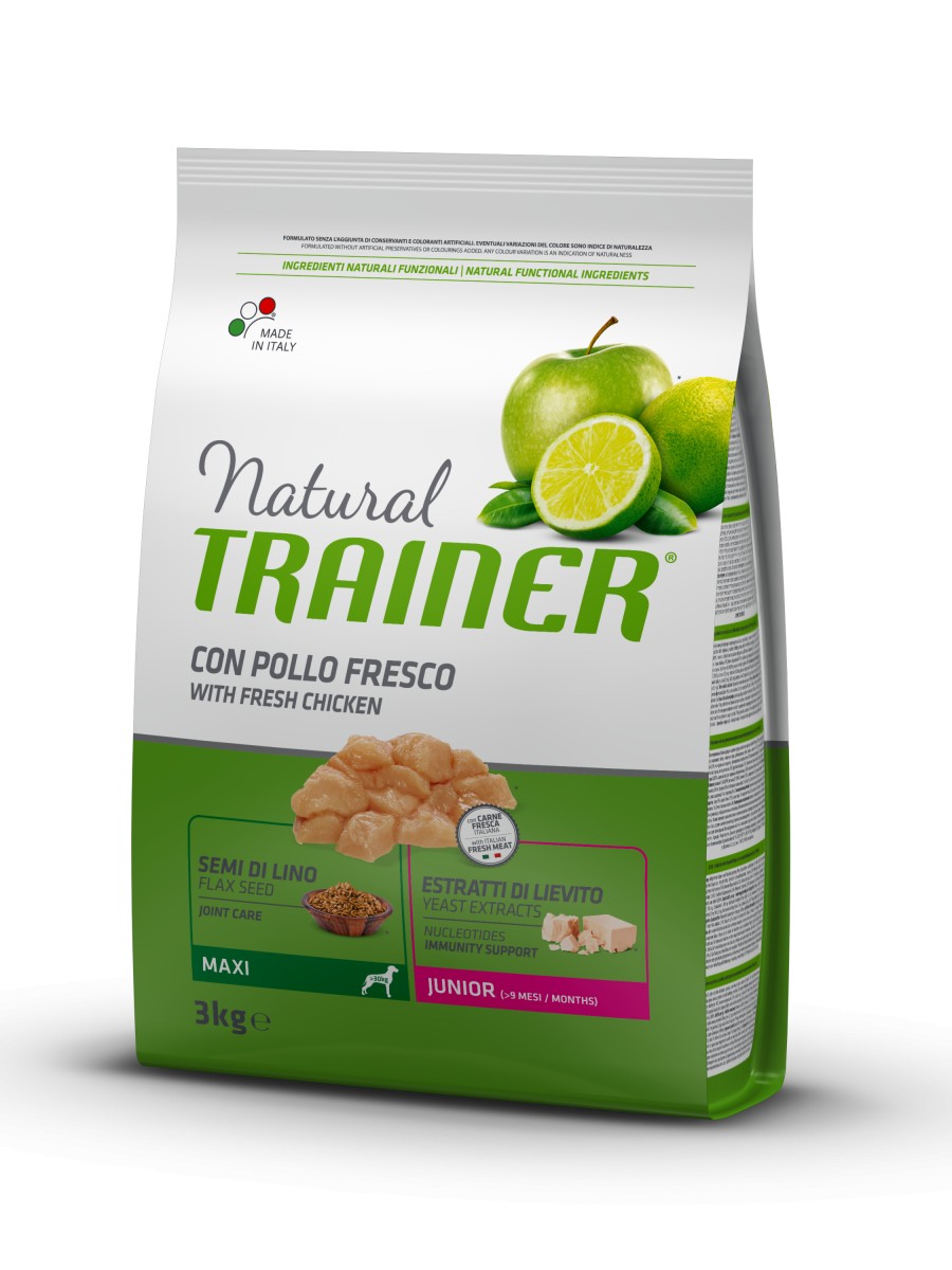 

Сухой корм для собак Trainer Natural Super Premium Junior Maxi 3 кг полноценный рацион для щенков крупных пород в возрасте до 24 месяцев