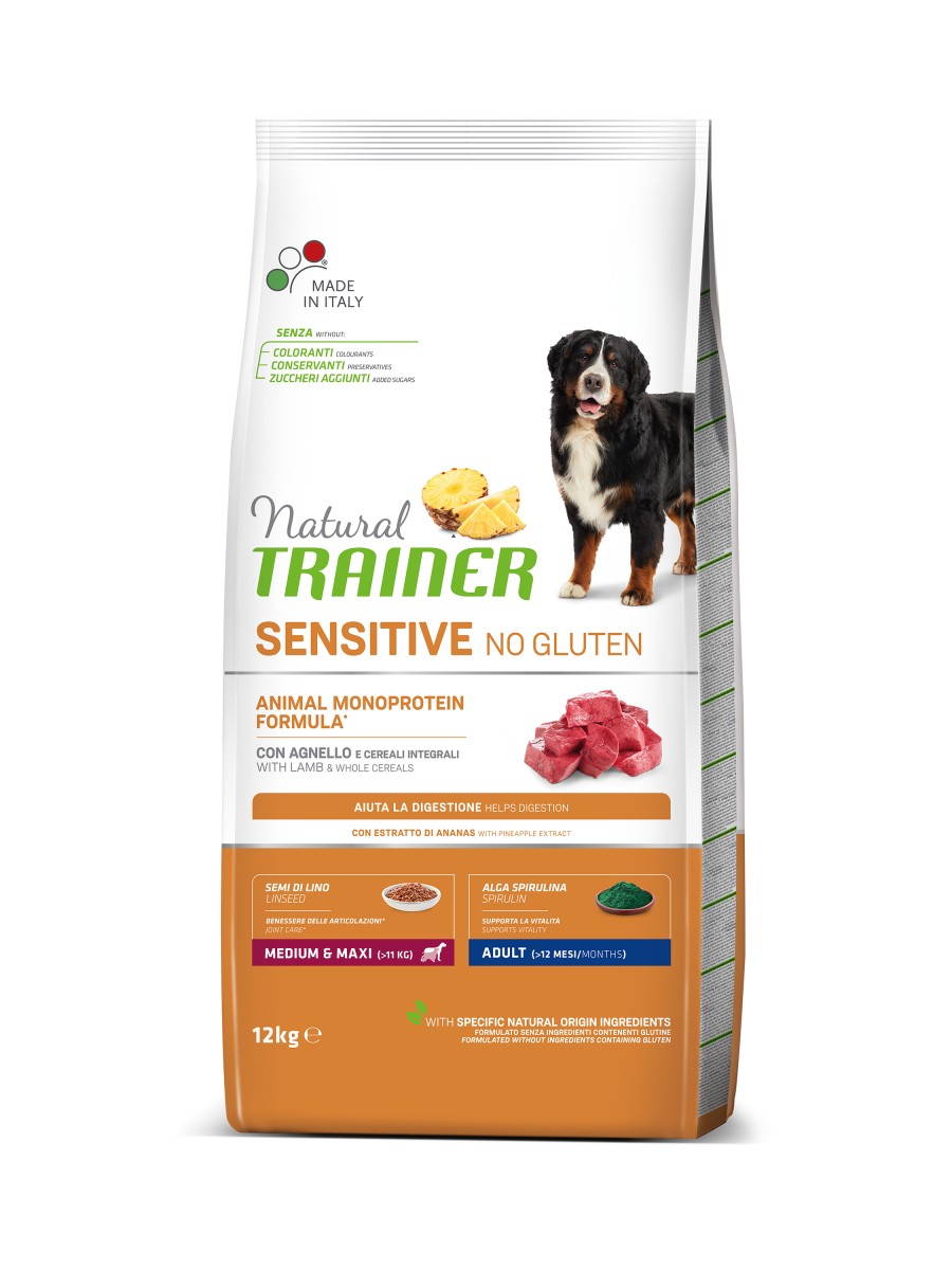 

Сухий корм для собак Natural Trainer Dog Sensitive Adult Medium&Maxi With Lamb 12 кг монопротеїновий корм для дорослих собак середніх та великих порід з ягням